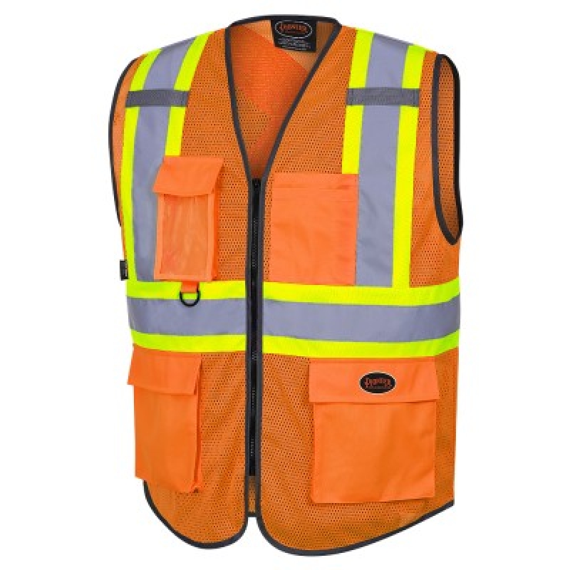 Pioneer hi-viz zipper orange safety vestPioneer Workwear